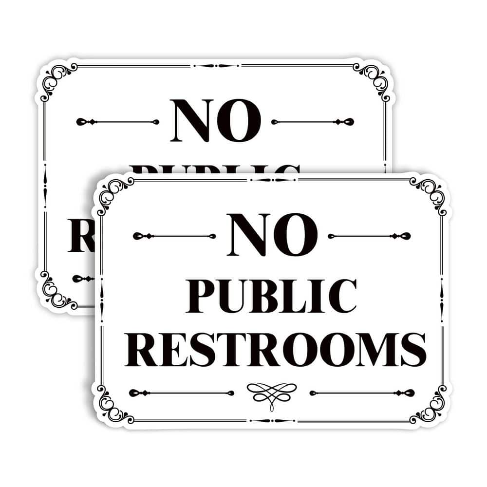 LAIFUCAM 2pcs Frosted Vinyl Self-Adhesive No Public Restroom Sign Sticker Retro Frame Indoor Outdoor Business Door Decal