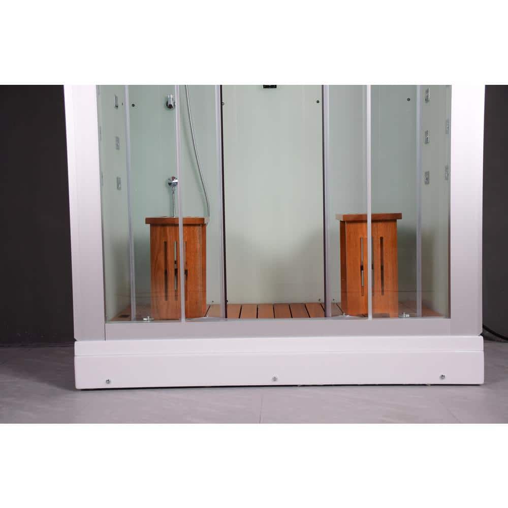Unbranded Platinum 59"L. x 36"W. x 87"H. Steam Shower Kit in White with Sliding Door, Bluetooth and 6kW Steam Generator (2)