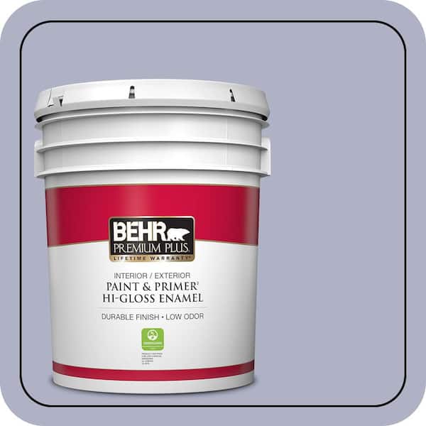 BEHR PREMIUM PLUS 5 gal. #S560-3 Noble Purple Hi-Gloss Enamel Interior/Exterior Paint & Primer (2)
