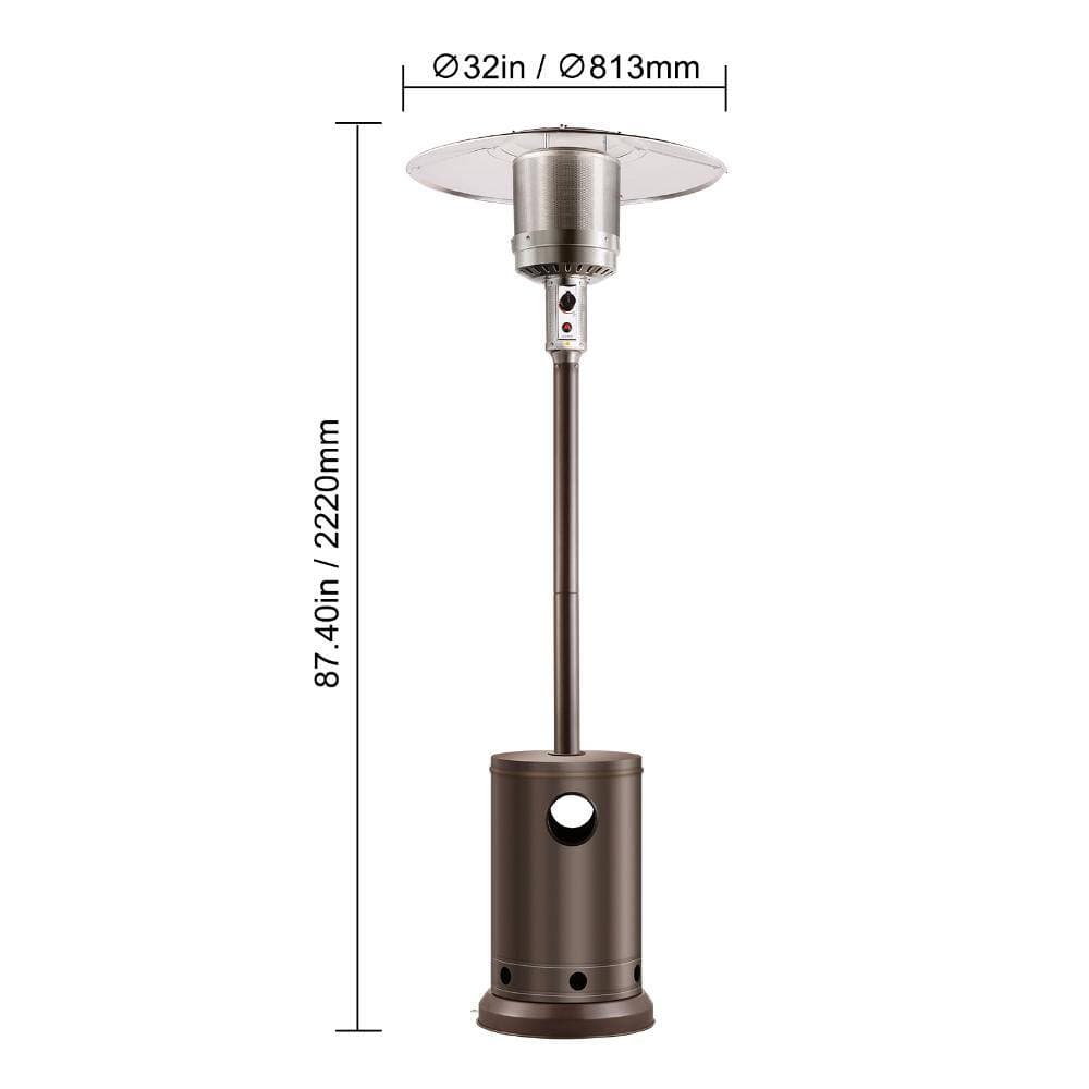 SKONYON 50000 BTU Propane Patio Heater, Tall Stainless Steel Outdoor Heater with Round Table and Wheels, Hammered Bronze (3)