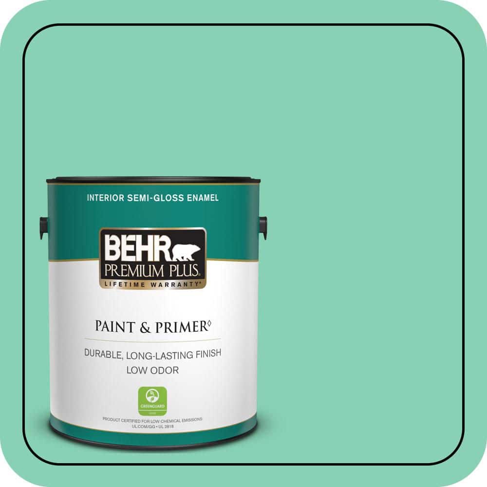 BEHR PREMIUM PLUS 1 gal. #P420-3 Tropical Trail Semi-Gloss Enamel Low Odor Interior Paint & Primer