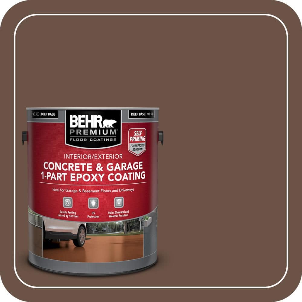 BEHR PREMIUM 1 gal. #MQ2-05A Authentic Brown Self-Priming 1-Part Epoxy Satin Interior/Exterior Concrete and Garage Floor Paint (1)