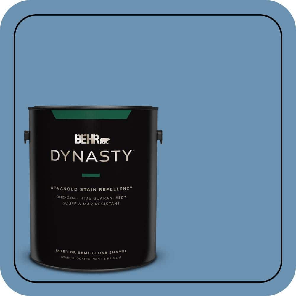 BEHR DYNASTY 1 gal. #M510-4 Brittany Blue One-Coat Hide Semi-Gloss Enamel Interior Stain-Blocking Paint & Primer