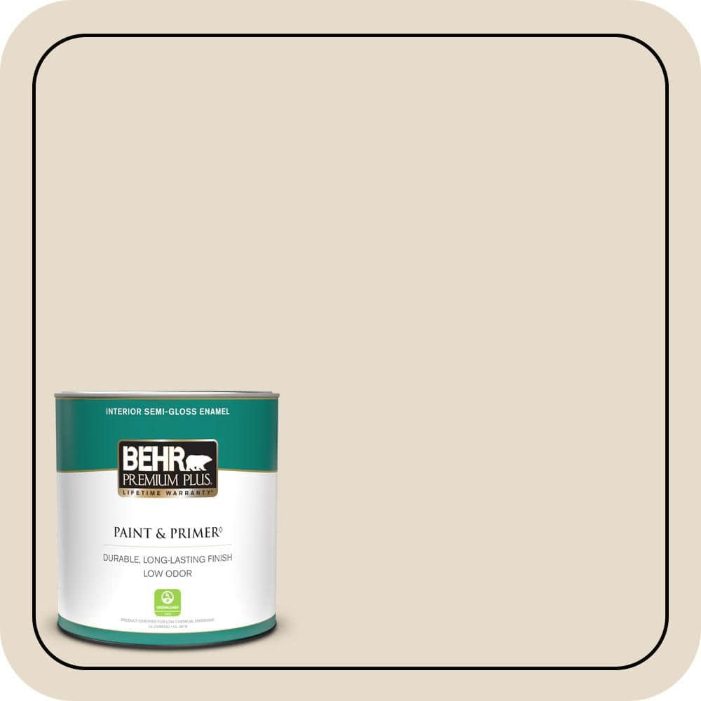 BEHR PREMIUM PLUS 1 qt. #OR-W08 Coco Malt Semi-Gloss Enamel Low Odor Interior Paint & Primer