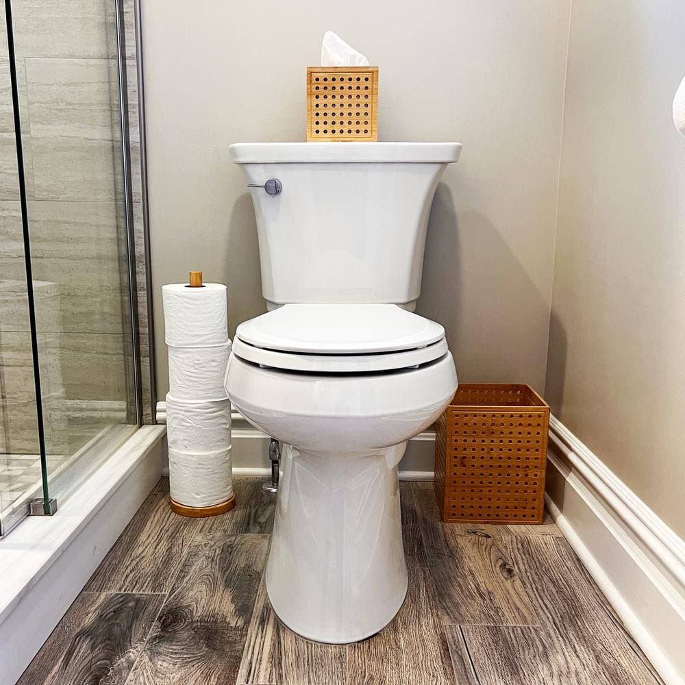Mind Reader Lattice Collection 2-Piece Tissue Box Cover and Toilet Paper Refill Holder Set, Bathroom Accessory Set, Brown (2)
