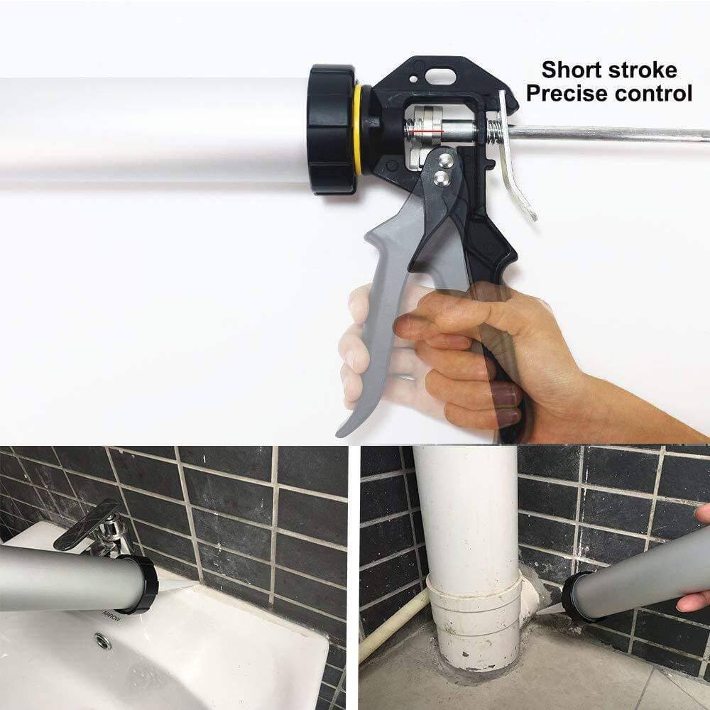 Wudkey 15 in. Sealant Sausage Caulking Gun with Aluminum Cartridge for Most Medium-High-Viscosity Materials, Silver (3)