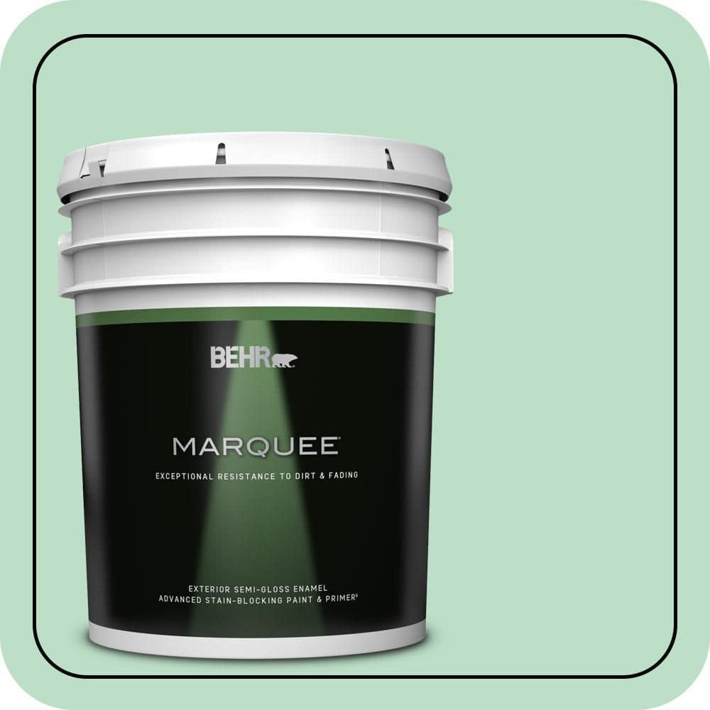 BEHR MARQUEE 5 gal. #470C-3 Spirited Green Semi-Gloss Enamel Exterior Paint & Primer
