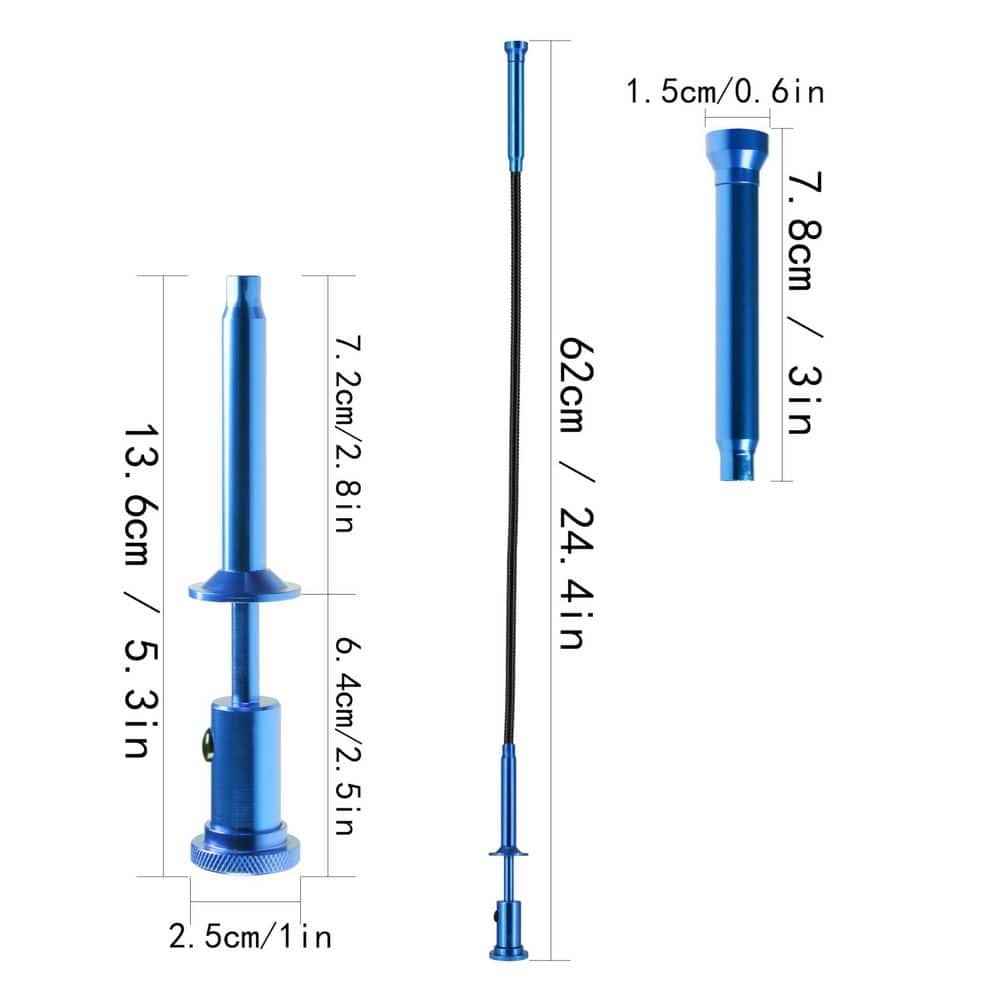 Misopily 24.4 in. Flexible Claw Grabber Tool Bendable Hose Reacher Claw Pickup with LED Light Magnet for Sink Drain Blue (3)