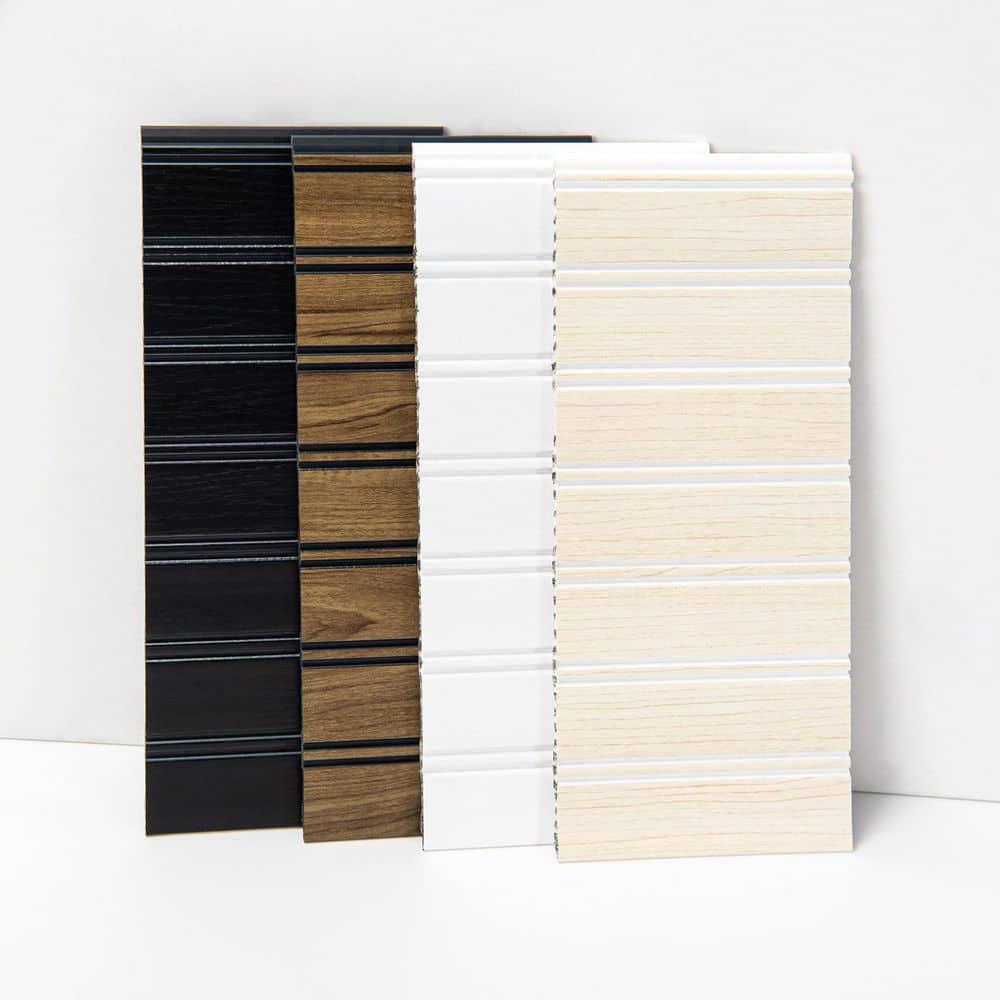 Art3d 1/4 in. D x 3.9 in. W x 9.8 in. L Fluted Finished Polystyrene Shiplap Wainscoting Panels, 4-Color Sample Set (4-Pack)