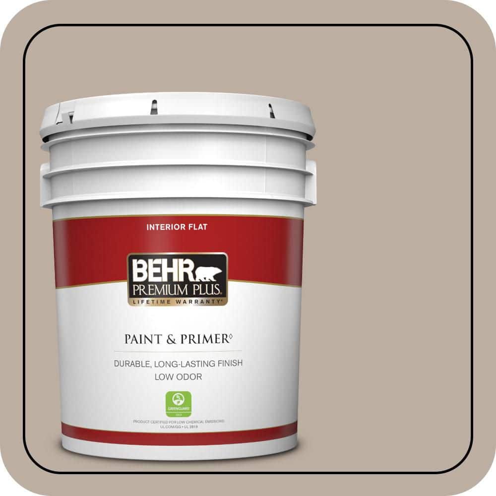BEHR PREMIUM PLUS 5 gal. #N210-3 Barista Flat Low Odor Interior Paint & Primer