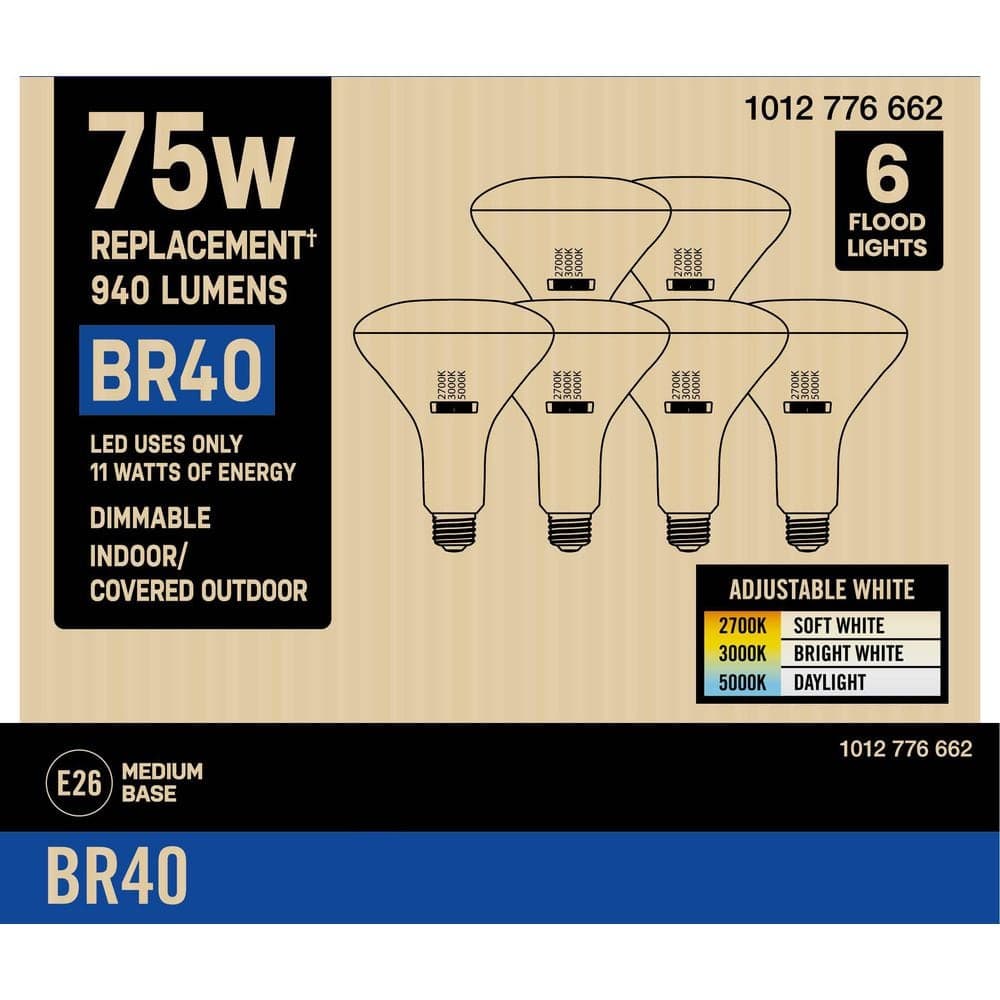 PRIVATE BRAND UNBRANDED 75-Watt Equivalent BR40 Dimmable LED Light Bulb With Selectable Color Temperature (6-Pack) (4)