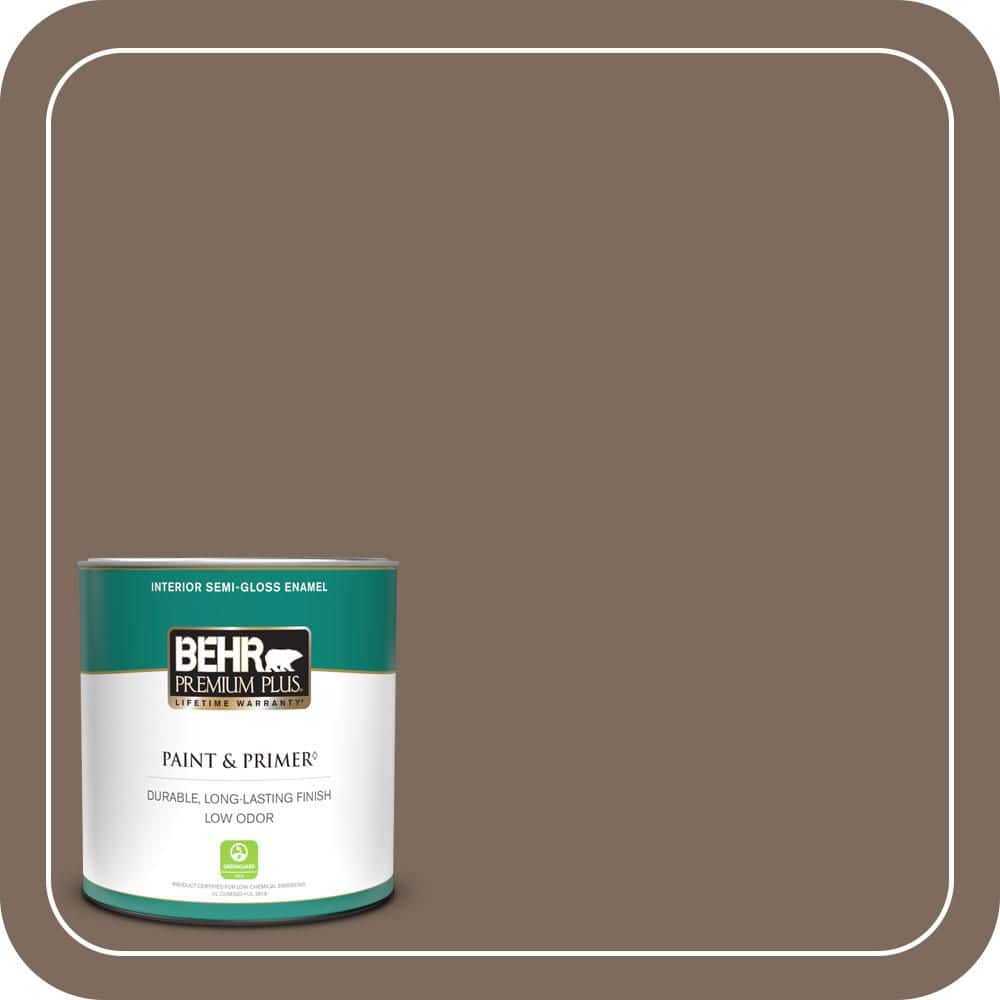 BEHR PREMIUM PLUS 1 qt. #QE-23 Chalet Semi-Gloss Enamel Low Odor Interior Paint & Primer