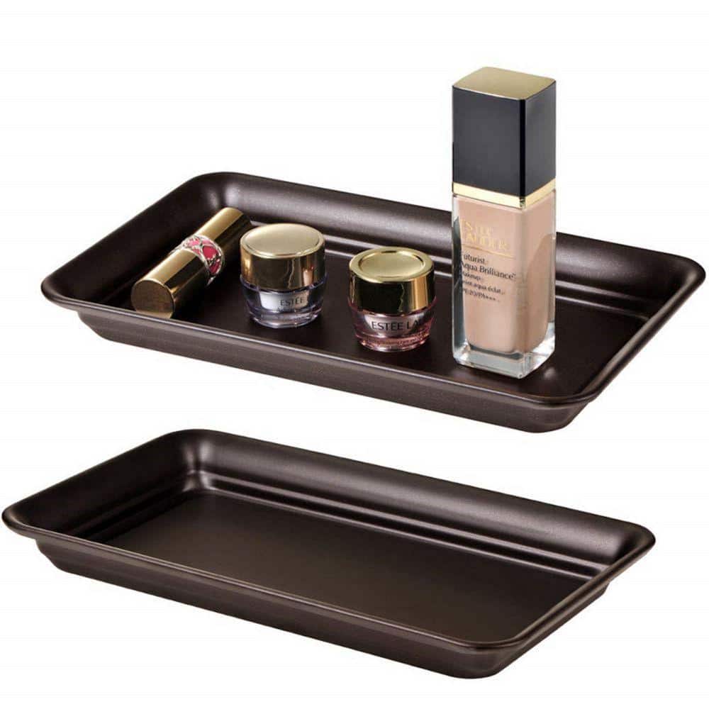 Dracelo Bronze Decor Metal Vanity Tray(2 Pack), Countertop Guest Hand Towel Storage Organizer Tray Dispenser (2)