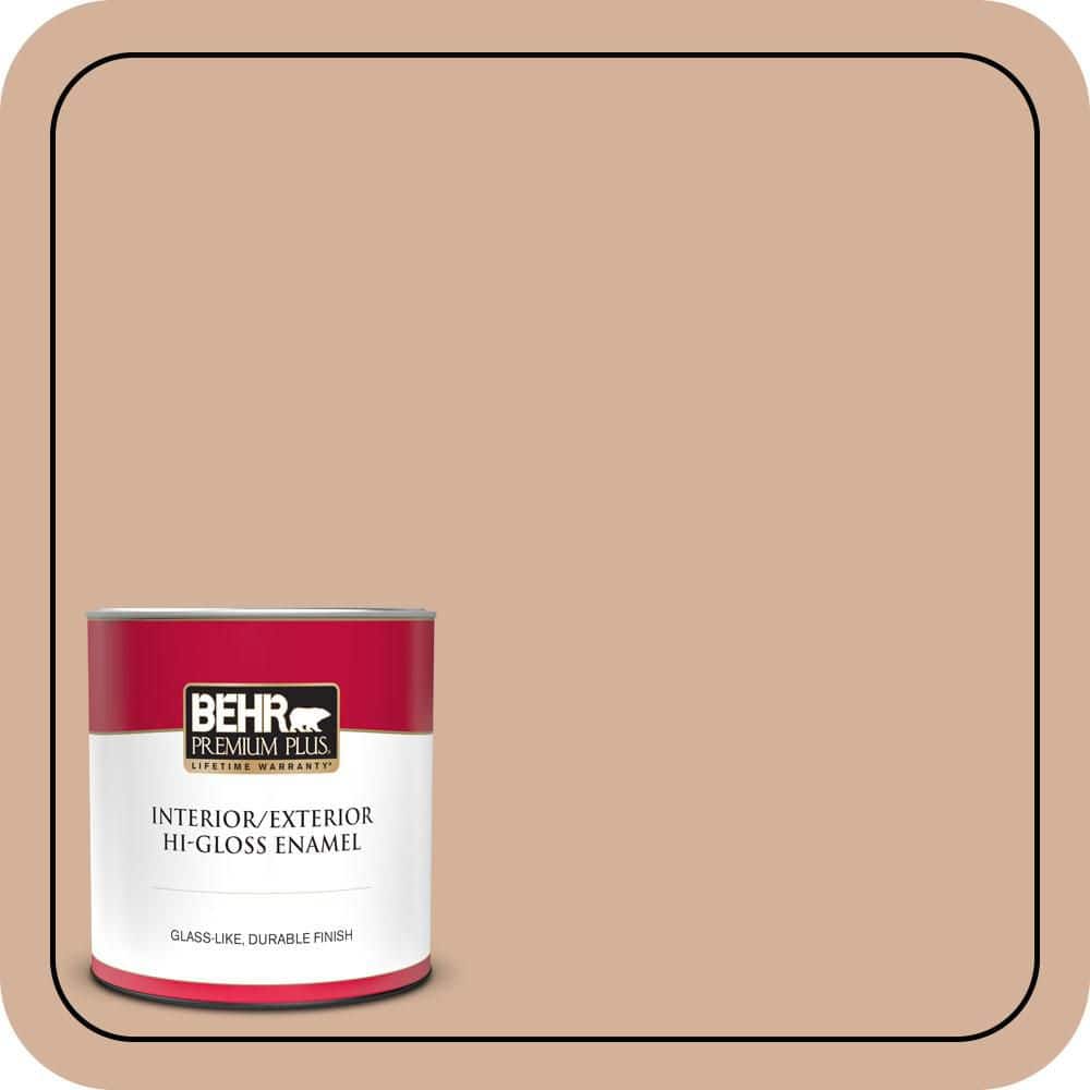 BEHR PREMIUM PLUS 1 qt. #S210-3 Sweet Tea Hi-Gloss Enamel Interior/Exterior Paint & Primer