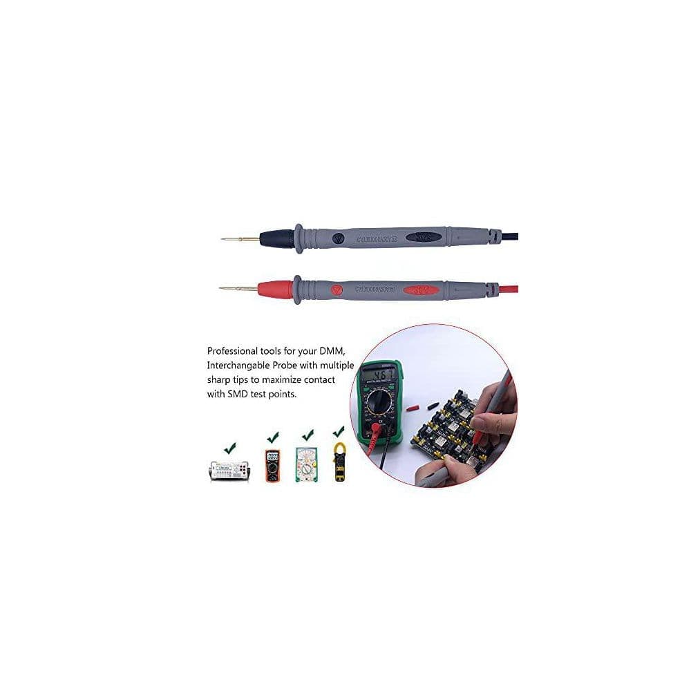 Lukyamzn 8-Piece 1000V 20A Precision Gold-Plated Multimeter Test Leads Kit w/ Alligator Clip for Accurate Electrical Measurement (2)