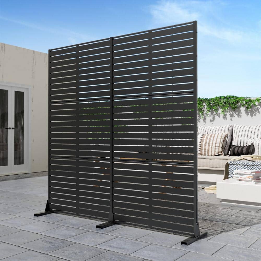 Dovelina 72 in. H x 72 in. W Wall Sculptures Outdoor Privacy Screens Garden Fence in Black (3)