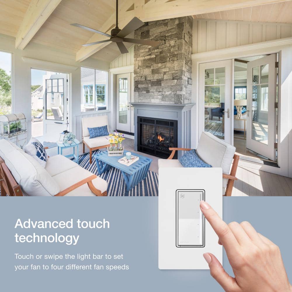 Lutron Sunnata Touch Fan Control, 4-Speed, 5 Amp/Single-Pole, (ST-FSQ-N-PM) (4)