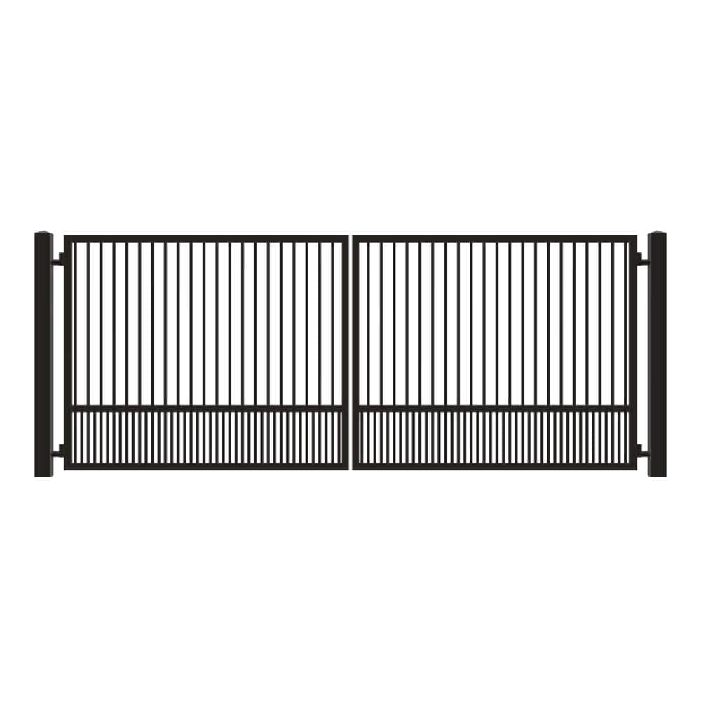 Unbranded Driveway Gate — Swing, Center, Square, Puppy, Black — 186"W x 72"H (1)