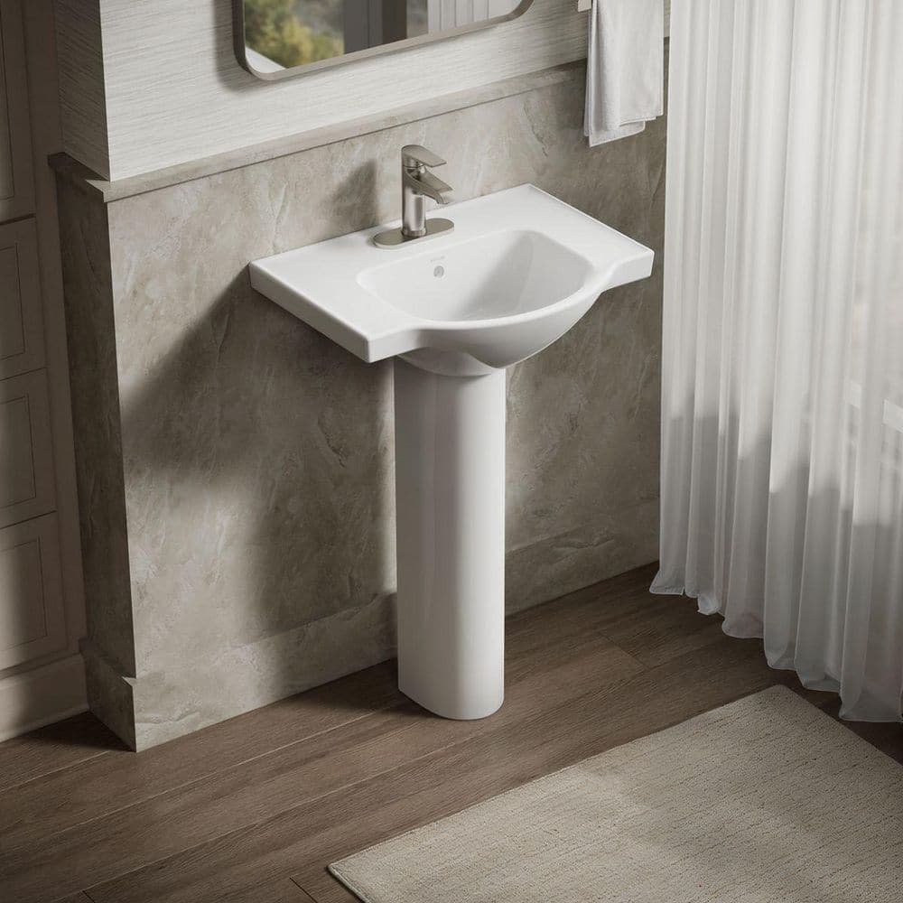 KOHLER Veer 24 in. x 12.63 in. Pedestal Bathroom Sink in White Vitreous China (1)