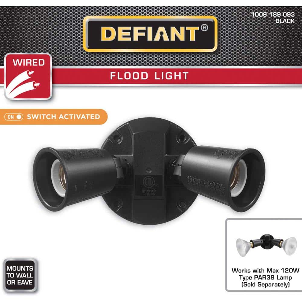 Defiant PAR Black Switch Activated Wired Outdoor 2-Head Security Flood Light (3)