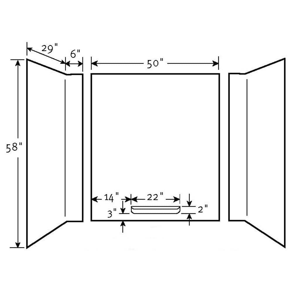 Swan 30 in. x 60 in. x 58 in. 3-Piece Easy Up Adhesive Alcove Tub Surround in White (3)
