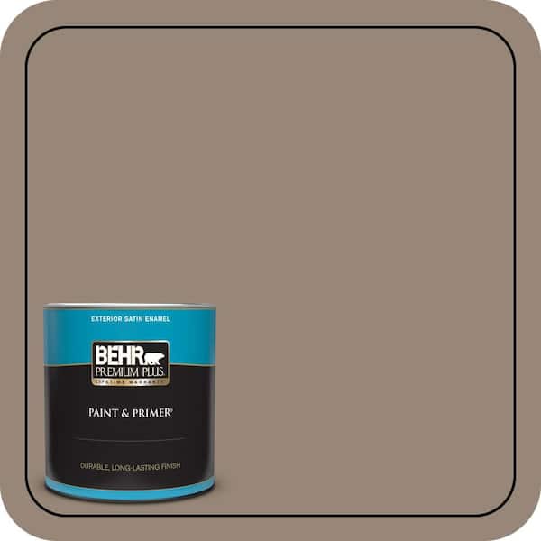 BEHR PREMIUM PLUS 1 qt. #PPU5-06A Light Truffle Satin Enamel Exterior Paint & Primer (2)
