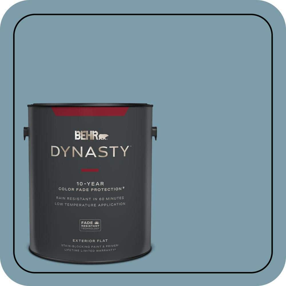 BEHR DYNASTY 1 gal. #S470-4 Dolphin Blue Flat Exterior Stain-Blocking Paint & Primer