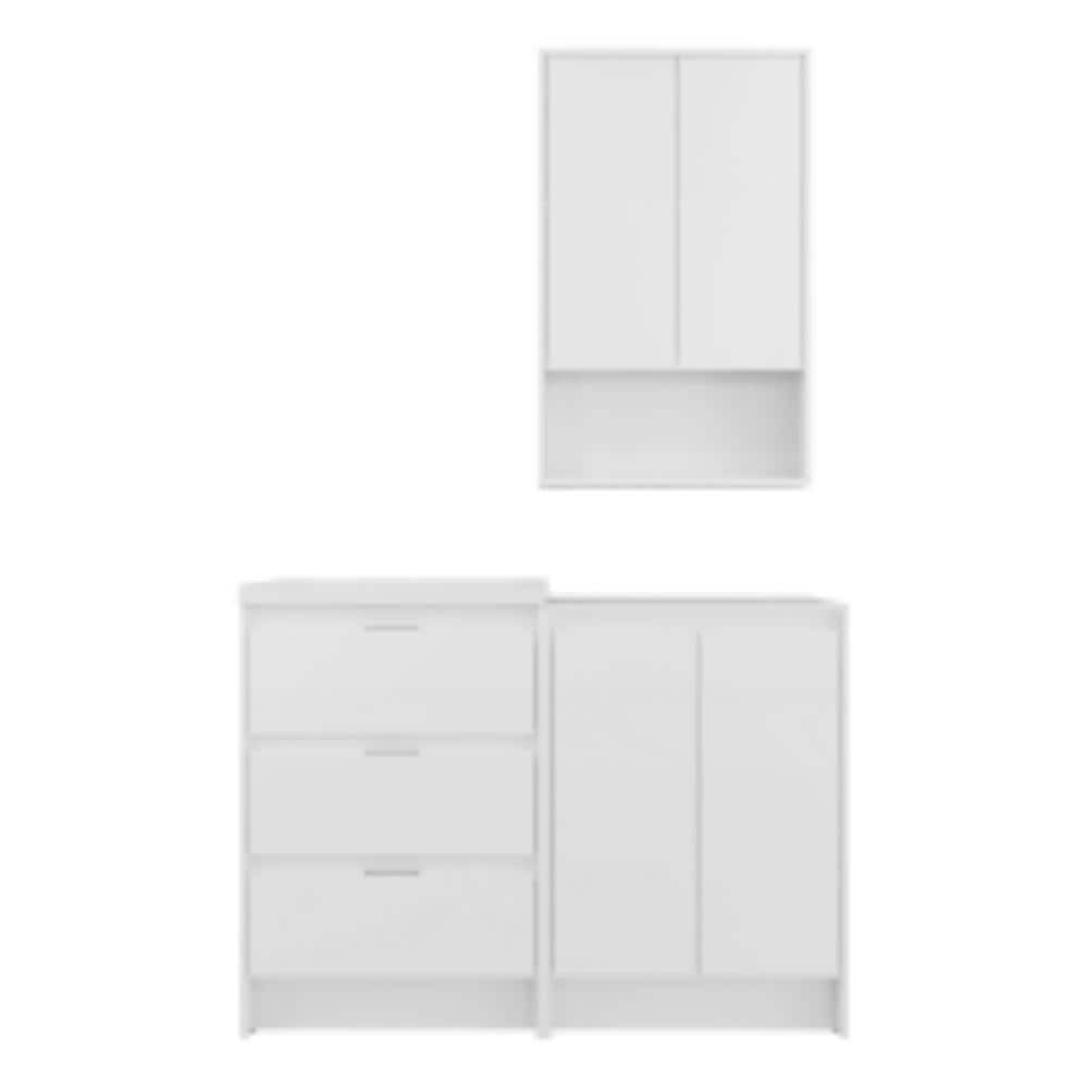 Flynama 48-Inch Freestanding Vanity With Sink, Drawers, Doors & Matching Wall Cabinet, Glossy White (1)