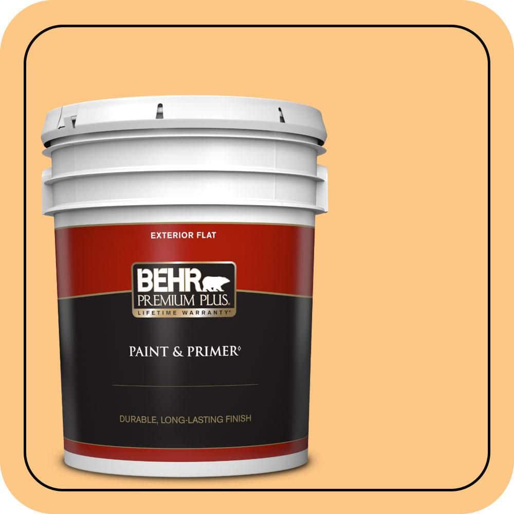 BEHR PREMIUM PLUS 5 gal. #P240-4 Mango Tango Flat Exterior Paint & Primer