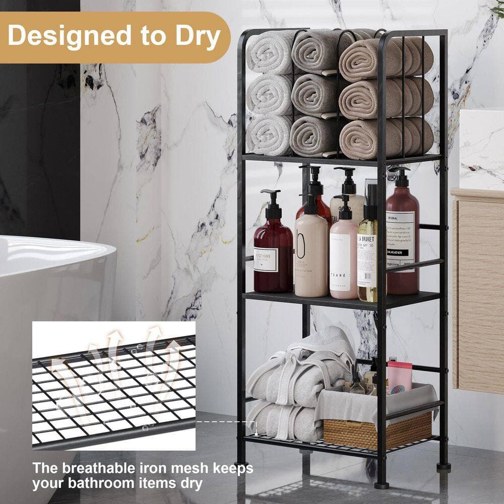Numhew 3-Tier M-Shaped Free Standing Towel Rack Detachable Dividers, 20-Towel Metal Towel Holder for Bathroom in Black (3)