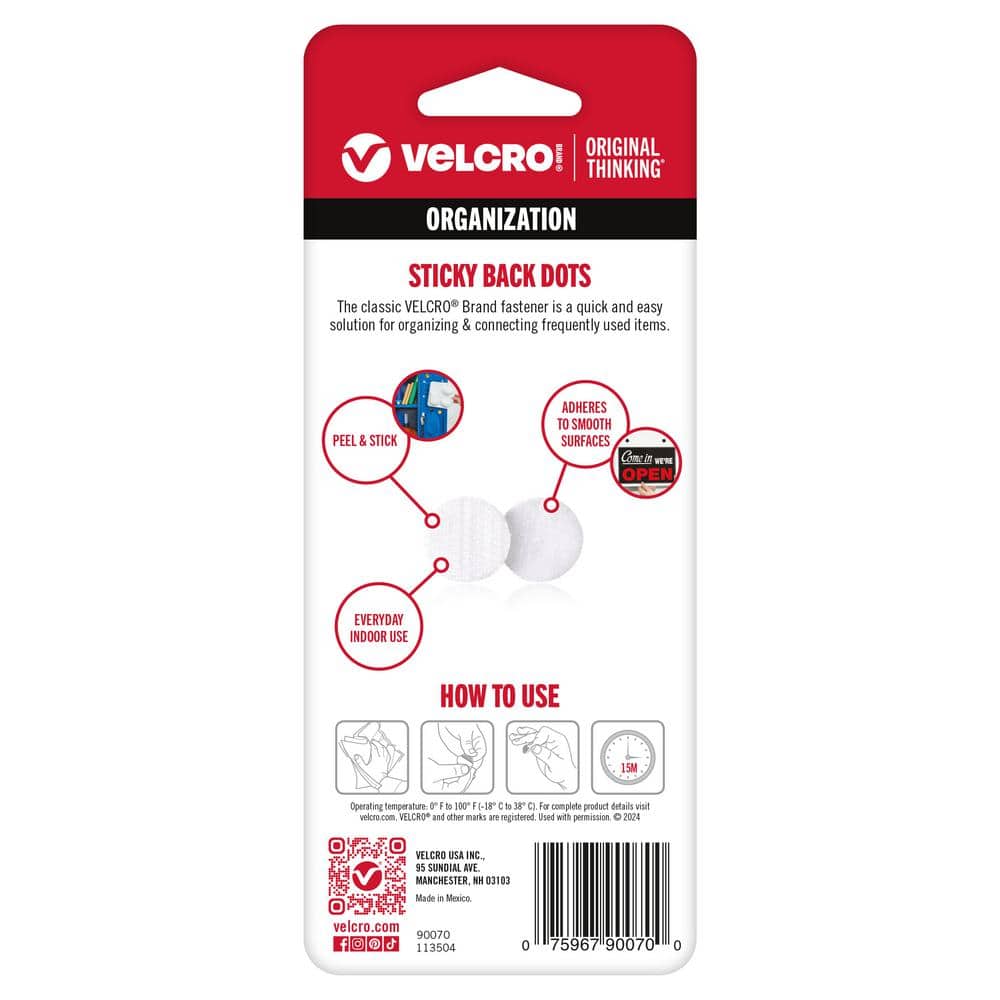 VELCRO 5/8 in. Sticky Back Coin, White (3)