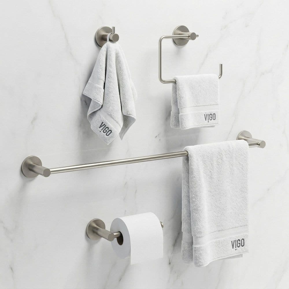 VIGO Cass Bath Hardware Set with Towel Bar, Toilet Paper Holder, Hand Towel Holder, Hook (2)