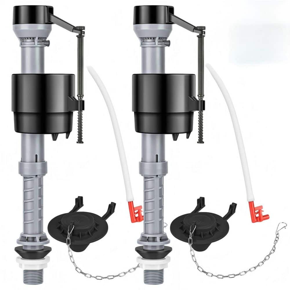 Helhom 2-Pack Universal Toilet Repair Kit for Inside Tank, Includes Adjustable Fill Valve and 2 in. Flapper in Black (1)