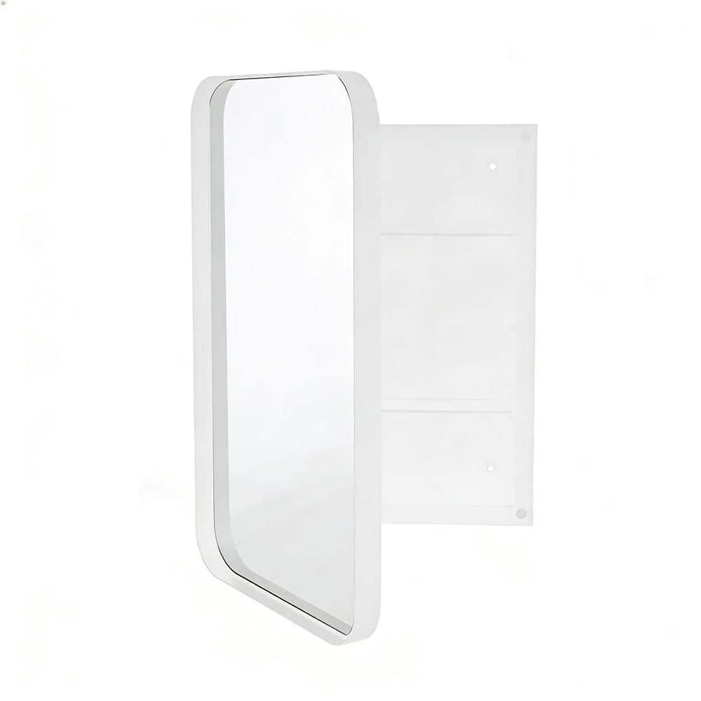 Tahanbath 4.72 in. W x 15.74 in. D x 23.60 in. H Bathroom Storage Wall Cabinet in White with Mirror Doors and Adjustable Shelves (1)