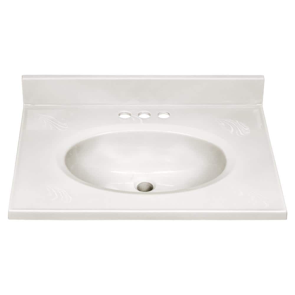 Design House 25 in. W 19 in. D Cultured Marble Vanity Top in, 4 in. Faucet Spread (3)