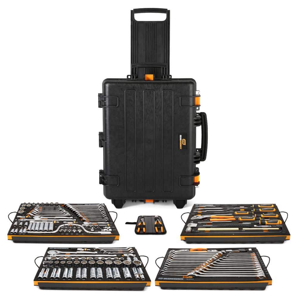 GEARWRENCH 1/4 in., 3/8 in., and 1/2 in. Drive General Mechanics Tool Kit in Foam Trays with Heavy-Duty Tool Carrier (185-Piece) (1)