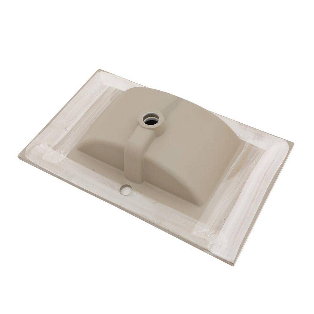 Sarlai 30 in. W x 18 in. D Porcelain Ceramic Drop In Single Bowl Bath Vanity Top Sink in White with 1 Faucet Holes and Overflow (2)
