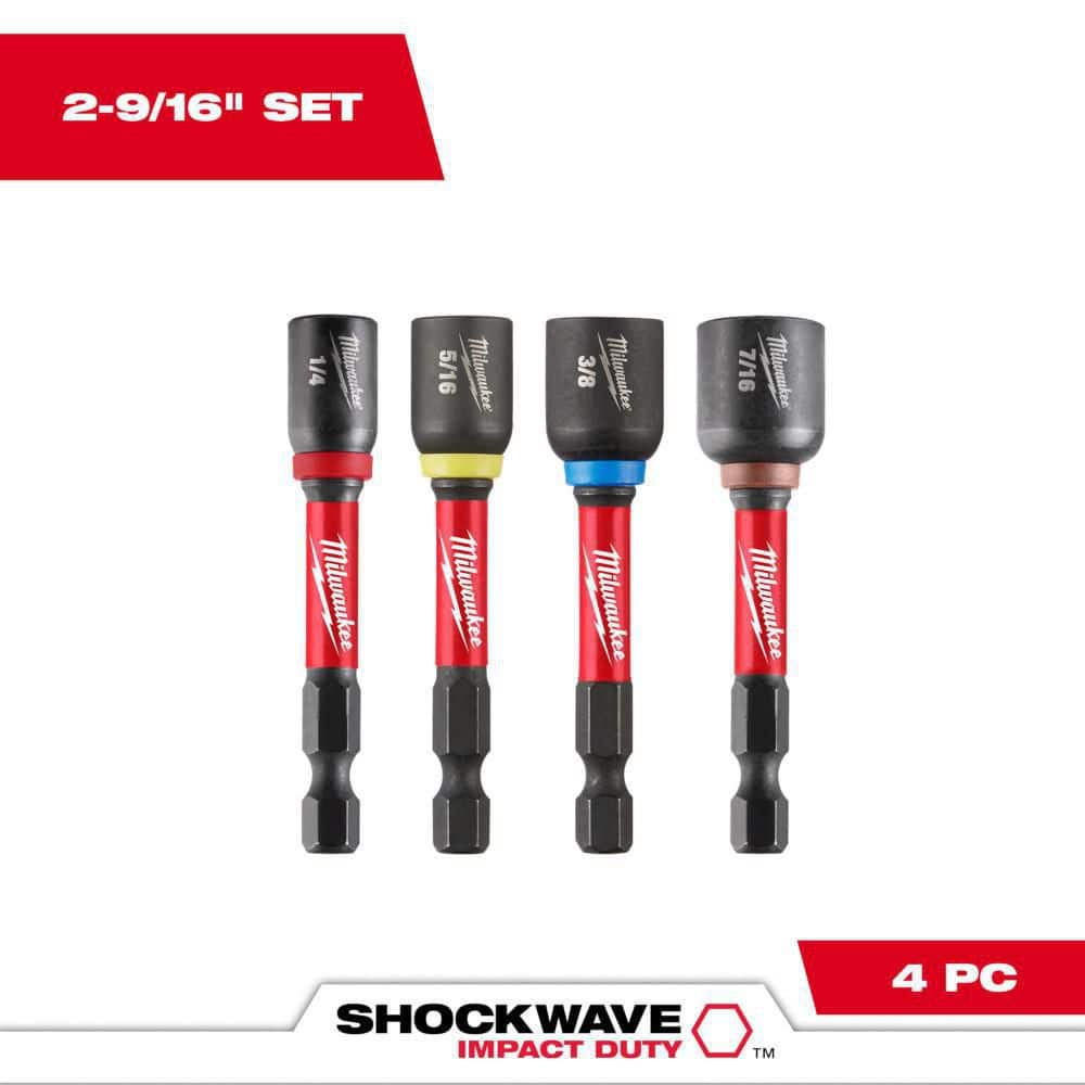 Milwaukee SHOCKWAVE Impact-Duty 2-9/16 in. Alloy Steel Magnetic Nut Driver Set (4-Piece) (1)