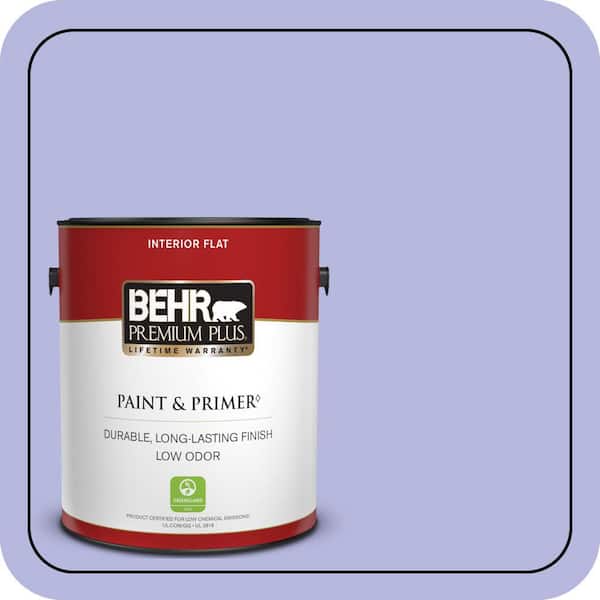 BEHR PREMIUM PLUS 1 gal. #P550-3 Lavender Cloud Flat Low Odor Interior Paint & Primer (2)