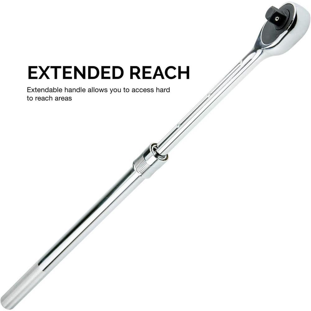 NEIKO 3/4 in. Drive Extendable Ratchet Handle, 24-Tooth Reversible Ratcheting Feature, Extends 24 to 39-3/4 In. (3)