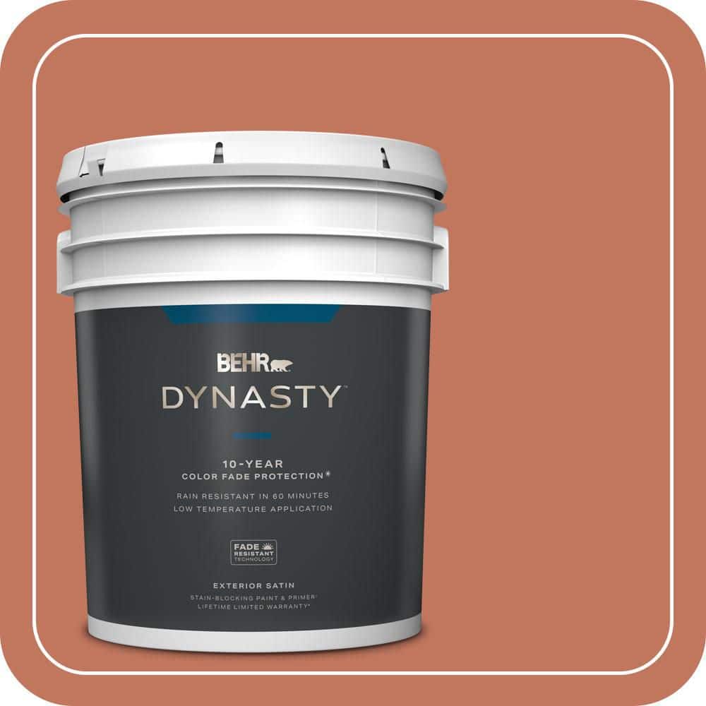 BEHR DYNASTY 5 gal. #PMD-11 Warm Terra Cotta Satin Enamel Exterior Stain-Blocking Paint & Primer