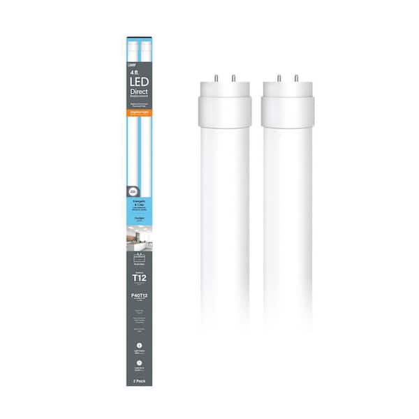 Feit Electric 40-Watt 4 ft. T12 G13 Type A Plug and Play High Output Linear LED Tube Light Bulb, Daylight 5000K (2-Pack)