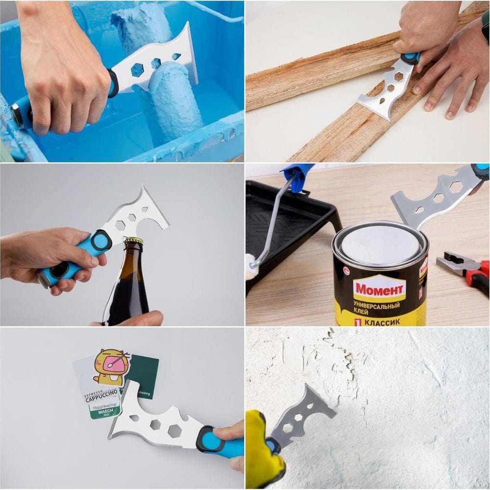 KIWDZFU 3 4 5 6 8 12 Stainless Steel Drywall Joint Taping Knife with Rubberized Ergonomic Grip 7 Pieces Kit (2)