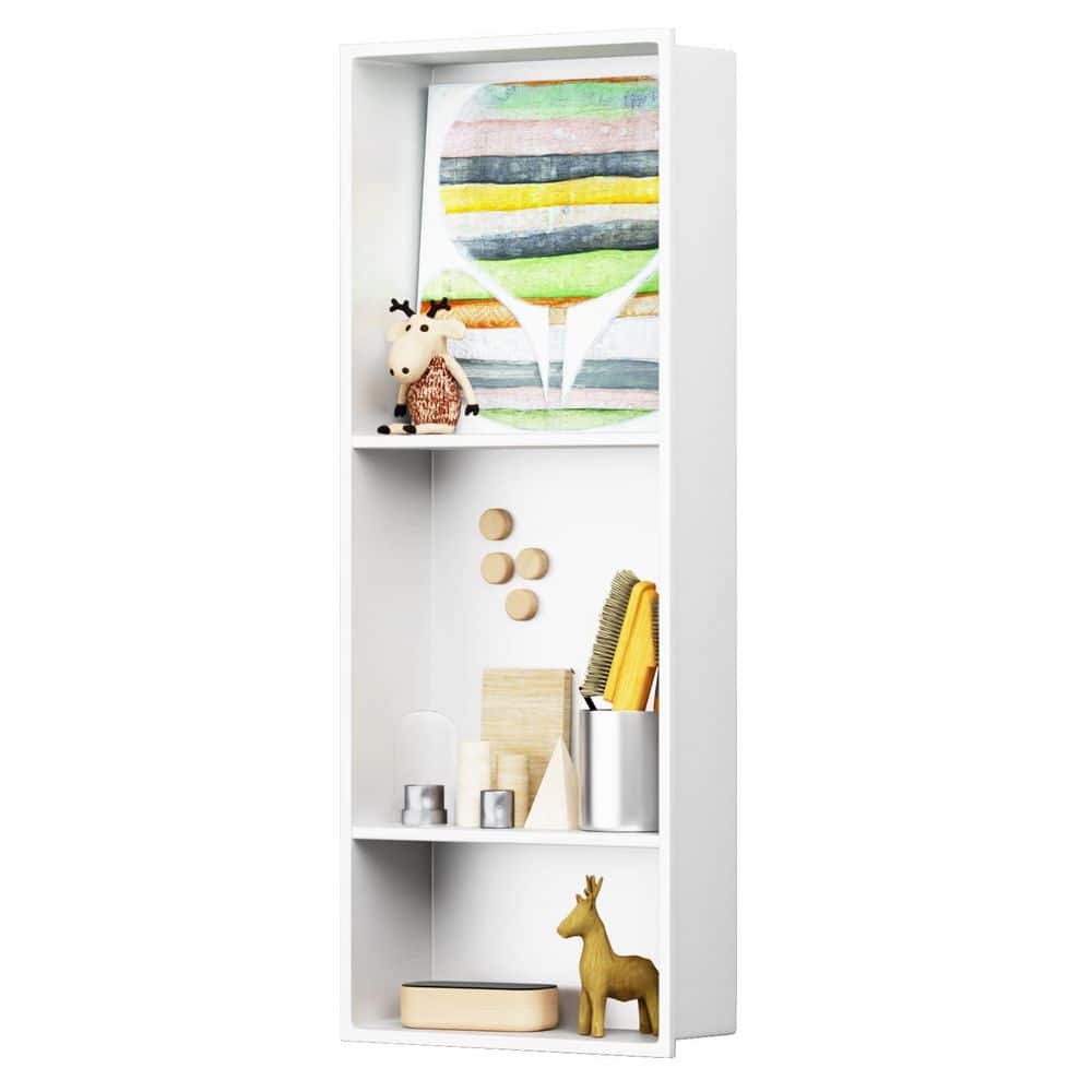 HOMEMYSTIQUE 13 in. W x 31 in. H x 4 in. D Stainless Steel Shower Niche in White (1)