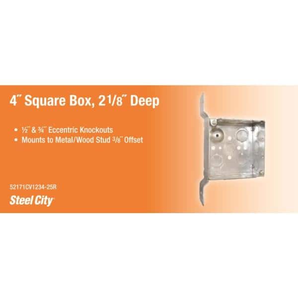 Steel City 4 in. Metallic Square Box with CV Bracket (52171CV1234-25R) (3)