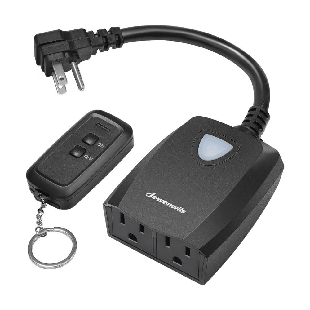 DEWENWILS 15A Weatherproof Outdoor Remote Control Outlet, Expandable Plug Light Switch, 7 Inch Extension Cord, ETL Listed (1)