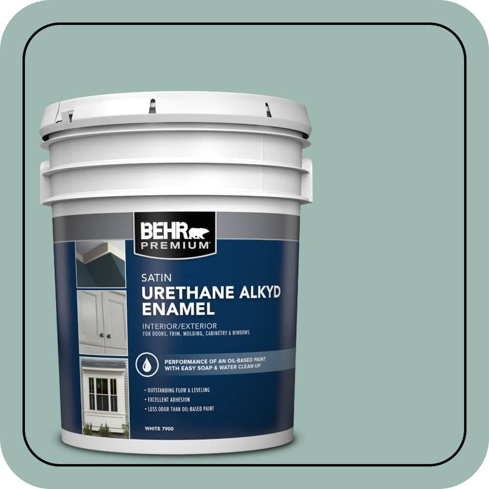 BEHR PREMIUM 5 gal. #PPU12-08 Opal Silk Urethane Alkyd Satin Enamel Interior/Exterior Paint