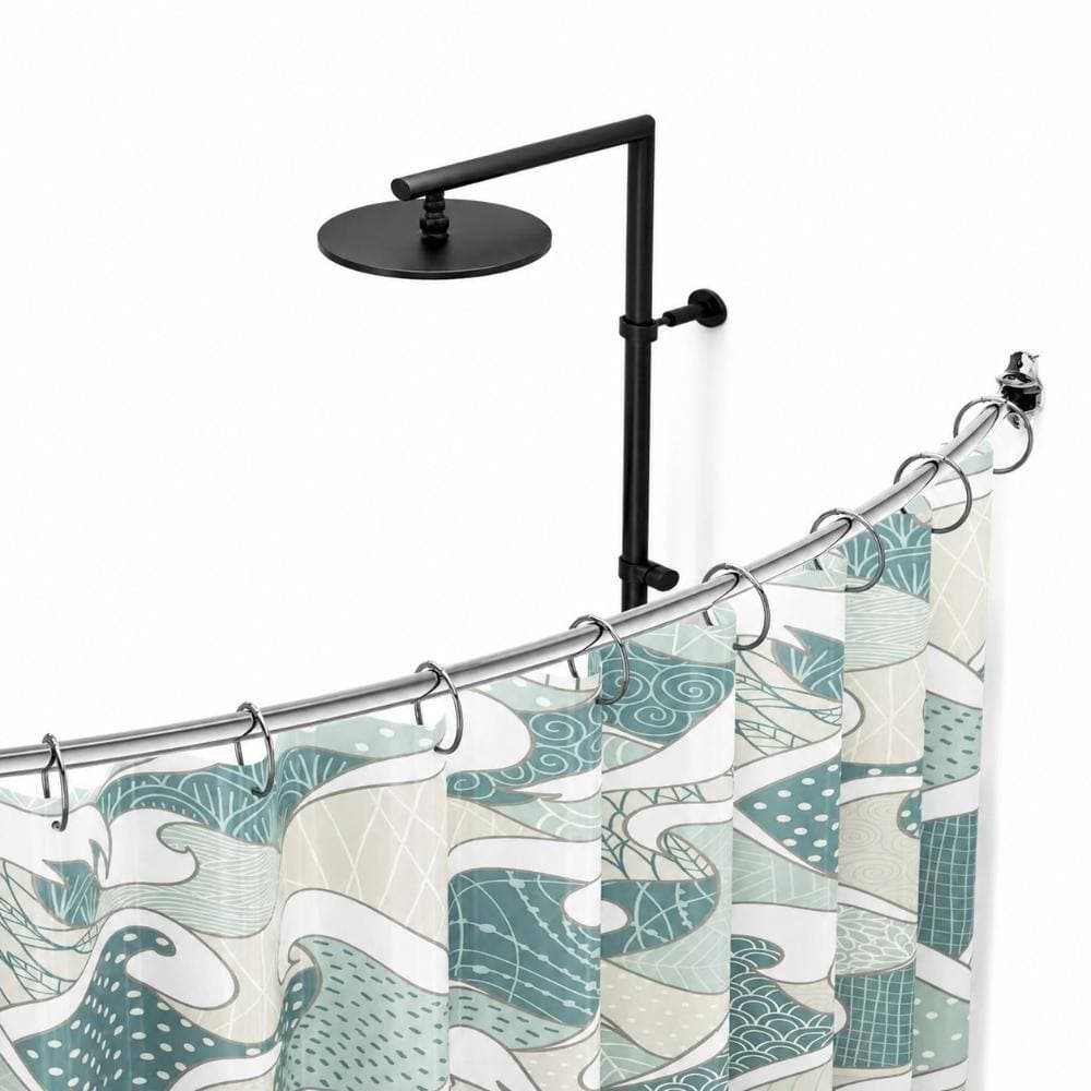 Unbranded Curved Shower Curtain Rod Adjustable 40-72 in. Extra Wide Rust Proof Stainless Steel Brackets in Silver (3)