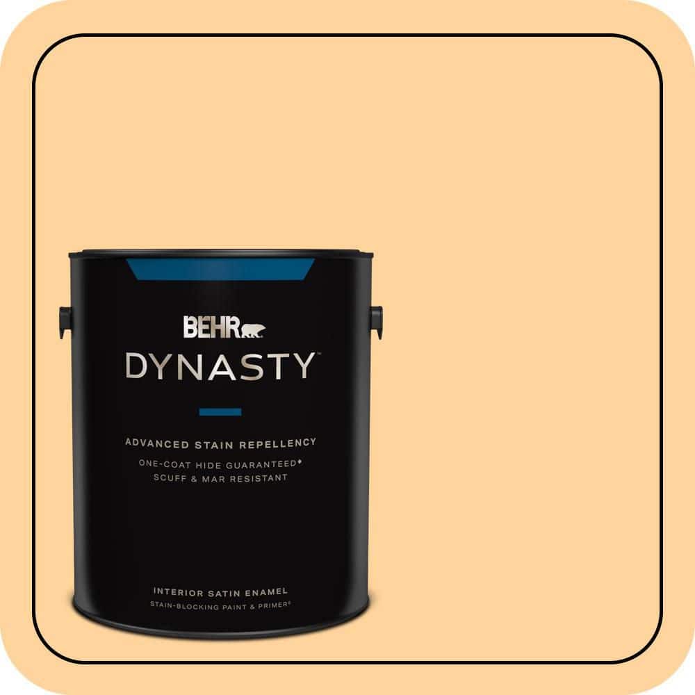 BEHR DYNASTY 1 gal. #P240-3 Mango Nectar Satin Enamel Interior Stain-Blocking Paint and Primer