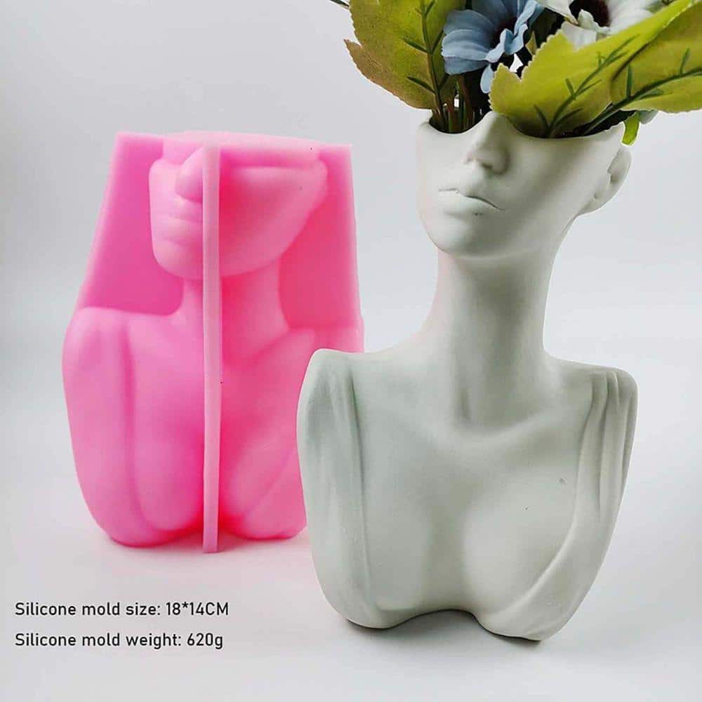 KIWDZFU Large Silicone Planter Mold for Concrete Resin Plaster Cement Craft Home Decor Vase 1 Piece (2)